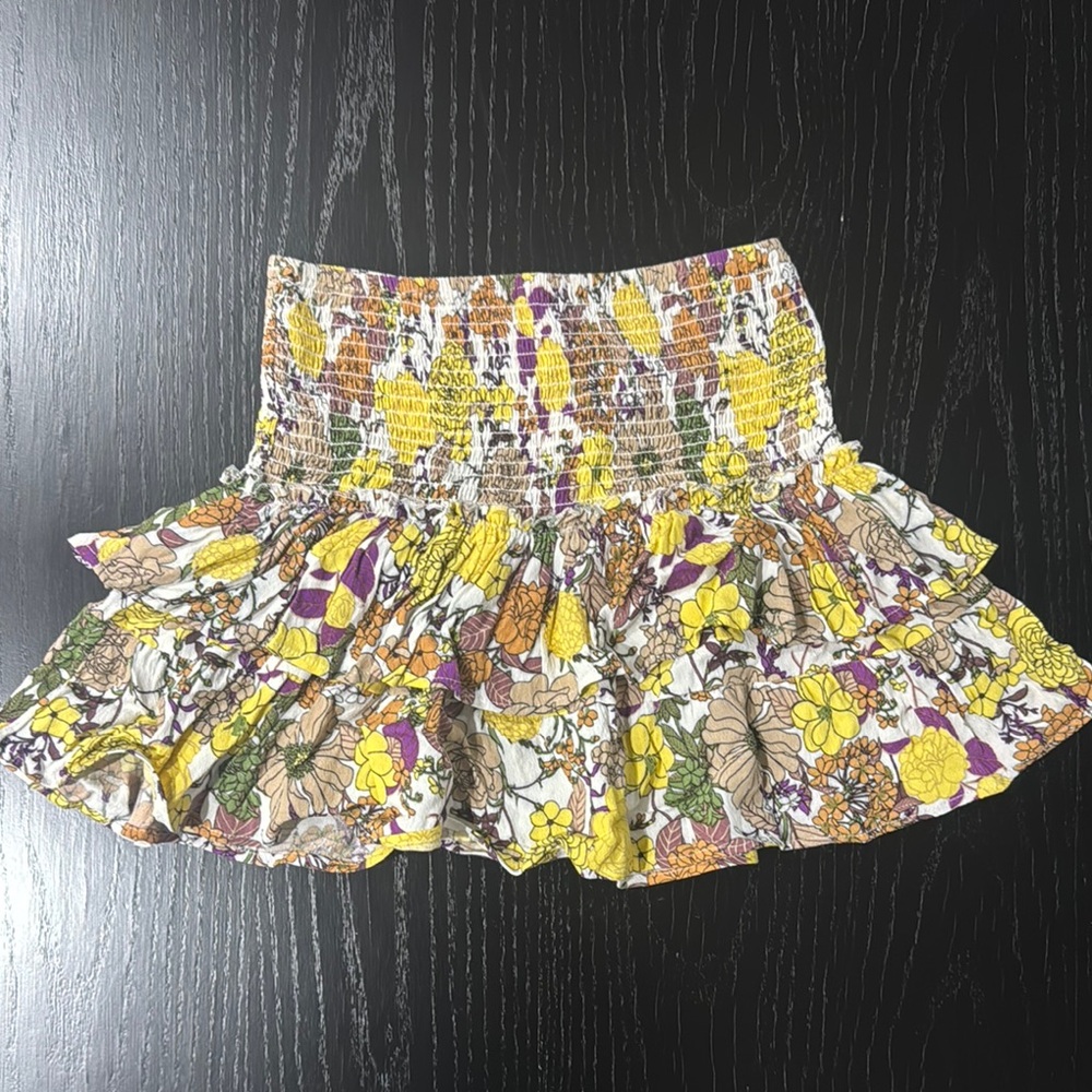 Skylar + Madison Yellow White Bubble Mini Skirt